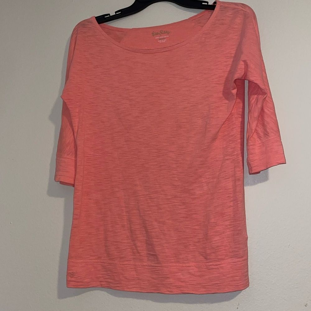 Lilly Pulitzer 3/4 Sleeve Boatneck Coral Women’s Blouse Size XS